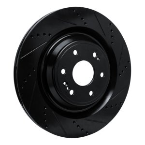 Cadillac Escalade ESV Brake Rotor (1) - Front Right - R1 Concepts - Drilled & Slotted - Black - `19-`25